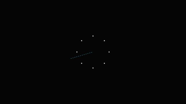 Minimalist clock face with white circular markers on a black background