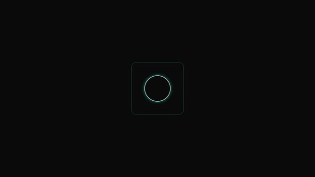 Minimalist glowing circle centered within a dark rounded square border