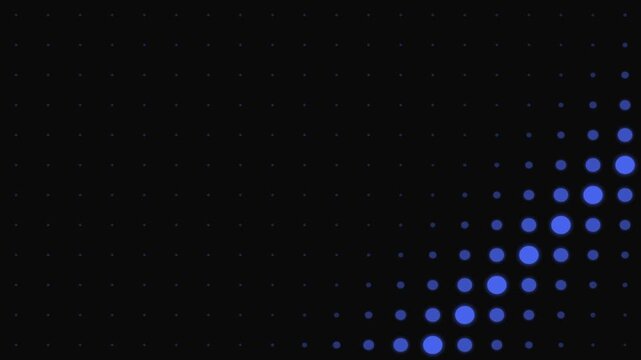 A grid of blue circles on a black background with a gradient size effect