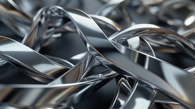 Close up of polished silver spoons with reflective steel surface modern industrial design and dark background 3d render texture for technology and construction concept