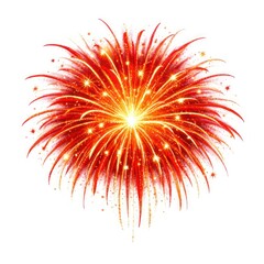 Obraz premium Vibrant red and gold firework burst against a white background.