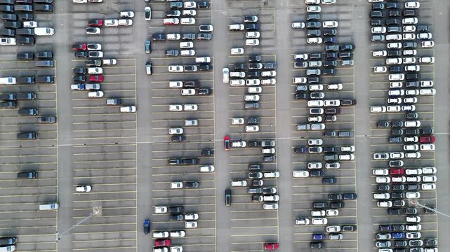 Higher top view of organized automotive inventory