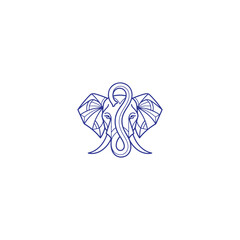 Obraz premium Simple blue line art elephant head illustration for branding and marketing materials