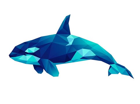 Geometric blue whale abstract art