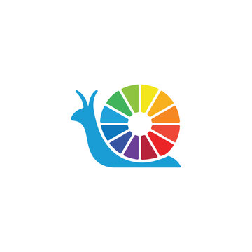 Vibrant snail logo with colorful shell for eco-friendly branding and sustainable design concepts