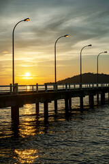 Fototapeta premium Sunset at Odec pier beach in Kota Kinabalu Sabah Malaysia