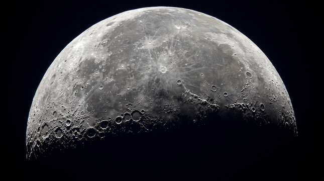 Fotograf&iacute;a detallada de la luna en fase creciente con cr&aacute;teres visibles sobre fondo negro nocturno.