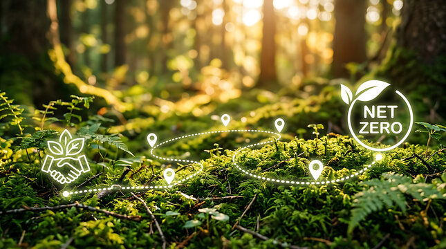 Zero waste fishing net on mossy forest floor. Sustainable eco-friendly gear for outdoor conservation and green living.