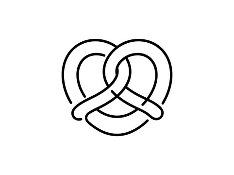 Heart shaped pretzel icon simplified line art