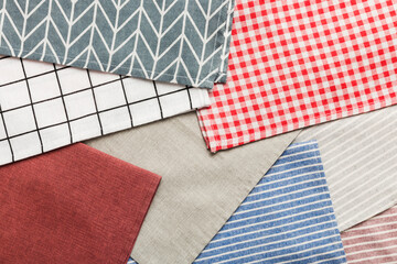 Obraz premium Many Fabric kitchen napkin for table setting top view on table