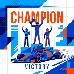 Obraz premium Formula One Racing Champion Victory Podium Celebration