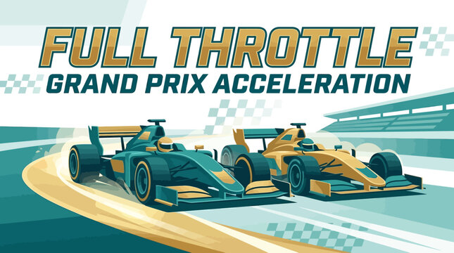 Full Throttle Grand Prix Acceleration Fast Racing Cars Competing for Victory