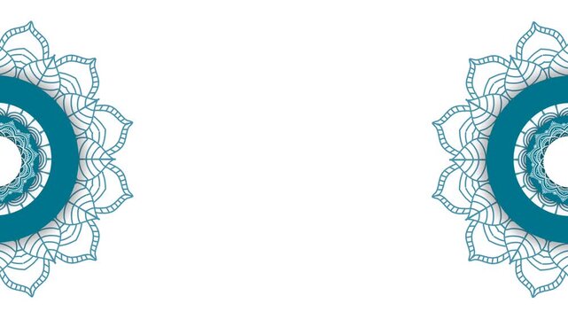 Elegant Islamic Mandala Background Loop with Teal Geometric Ornaments on White.