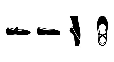 Ballet Shoes Collection, Pointe Shoes, Mary Janes, Flat Slippers, Dance Footwear Icons © Sagor