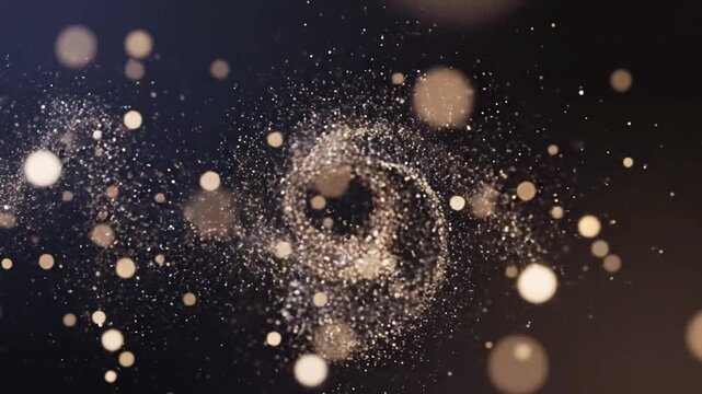 Abstract glowing particle trail with bokeh effect