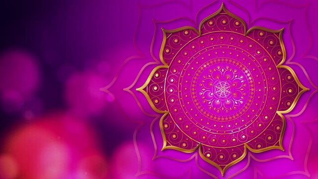Diwali festival background with ornate Indian mandala, golden decorative elements, vibrant purple and gold luxury backdrop, festive celebration design with copy space for greeting cards, banners