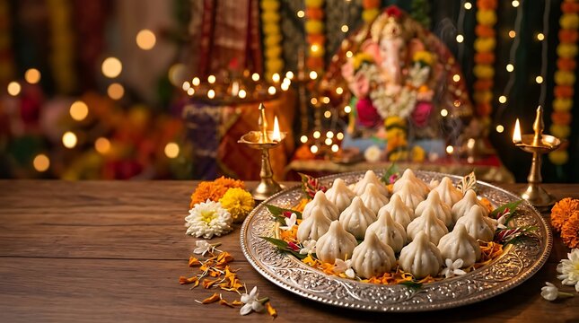 Modak Sweets Offering to Lord Ganesha for Ganesh Chaturthi Festival