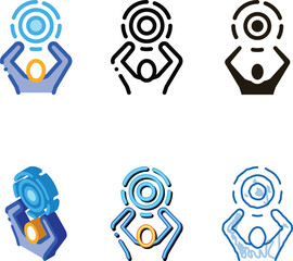 Obraz premium Human Hold Target Icon Vector. Outline Human Hold Target Sign. Color variety Isolated Contour Symbol