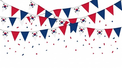 Obraz premium Festive South Korean Flag Triangle Bunting Garland Banner for National Day Celebration