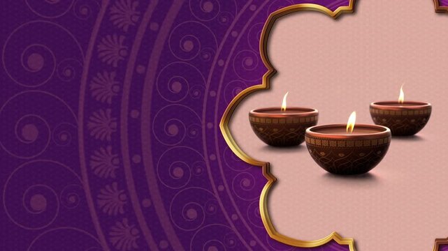 Diwali festival background with ornate Indian mandala, golden decorative elements, vibrant purple and gold luxury backdrop, festive celebration design with copy space for greeting cards, banners
