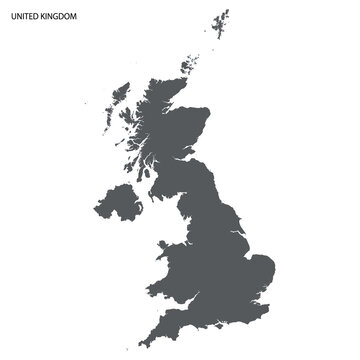 United Kingdom map silhouette, Great Britpngn geographic outline, UK country shape, editable vector illustration