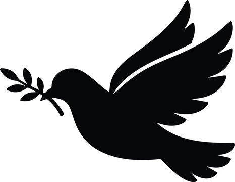 Peace Dove Olive Branch Flying Bird Vector Icon For Charity Logo