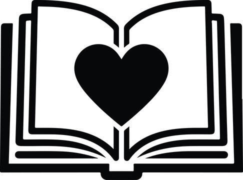 Book Heart Love Reading Education Vector Icon For Literacy Logo