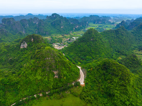 Aerial view of Thung Nham Bird Park, a natural paradise that captivates visitors worldwide in Ninh Binh province, Vietnam