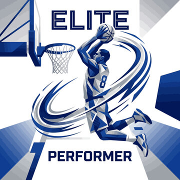 Elite Performer Slam Dunking Basketball Player Action Dynamic Motion
