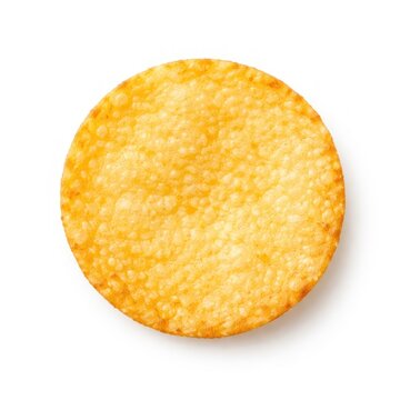 Crispy golden potato chip circle.