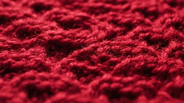 Close up of red knitted wool fabric texture