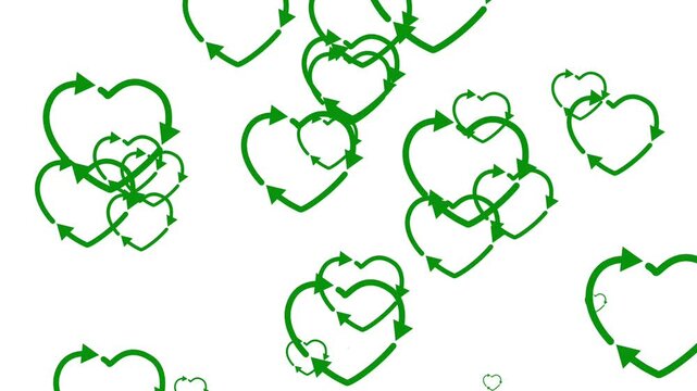 Green Recycle Heart Loop Background Motion Graphics Animation