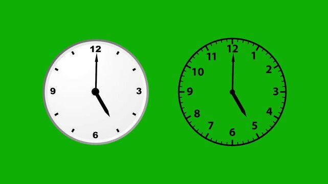 Dual Clocks Ticking Green Screen