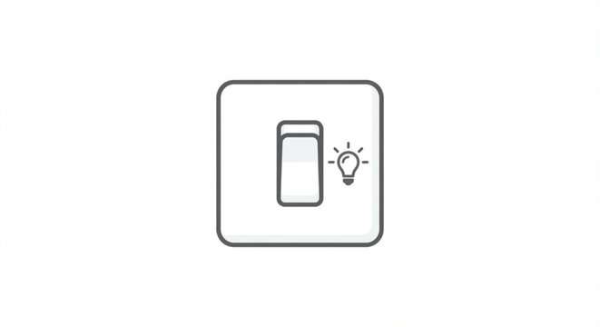 Light Switch Icon with Bulb Symbol Outline Vector Illustration