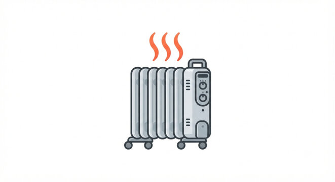 Vector Illustration of an Electric Oil Filled Radiator Space Heater for Winter Warming