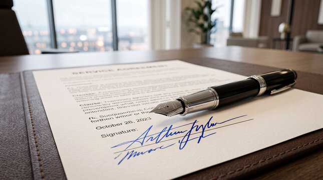 Professional contract ready after signing, symbolizing legal consent, cooperation, and secure corporate partnership.