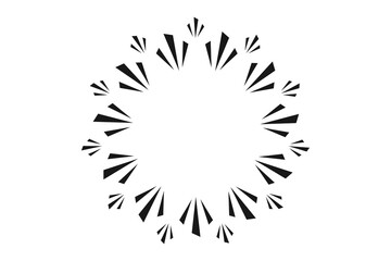 Radial explosion of sharp black triangular shards on transparent background resembling burst effect. © SAYEMART