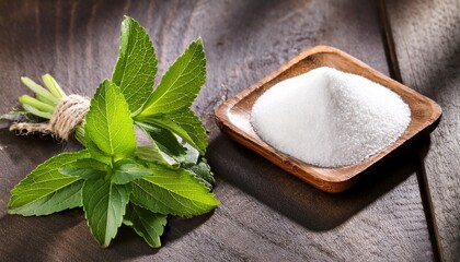 Fototapeta premium Stevia Leaves And Powder
