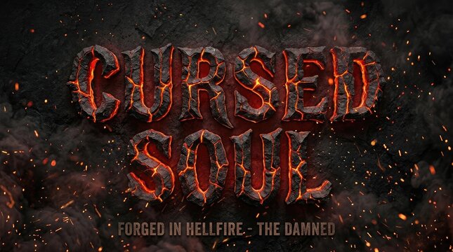 Cursed soul typography dramatic hellfire text effect for dark fantasy designs