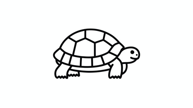 Cute turtle vector line icon illustration for wildlife fauna animal nature ocean sea reptile tortoise character black outline graphic