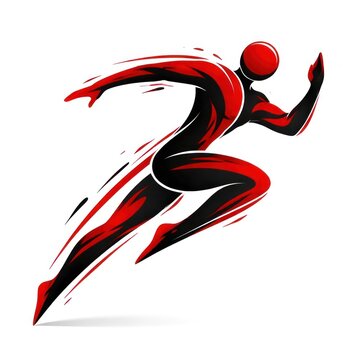 Dynamic red abstract running figure.