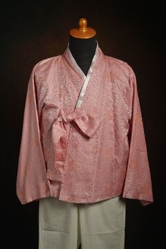 Korean Traditional Male Hanbok consist Upper Garment called Jeogori with White Pant on display mannequin