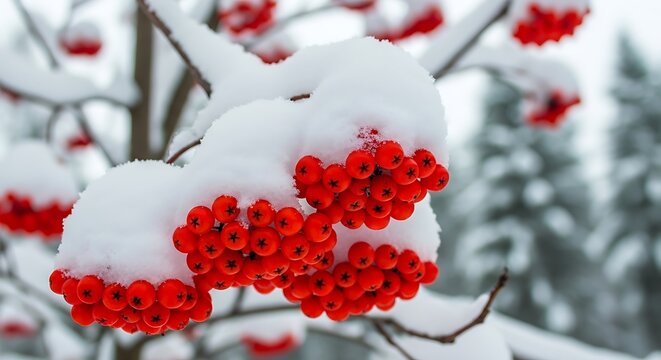 Close-up of vibrant red flowers on branches against blurred natural background