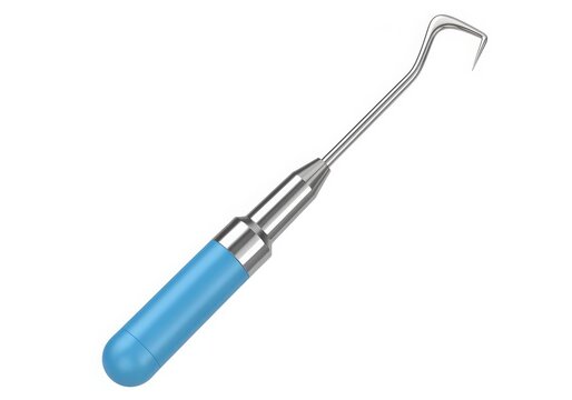 Blue handled ear cleaning hook tool isolated on white background