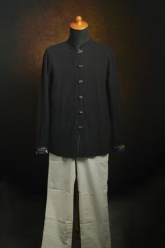Chinese traditional clothes, changshan or generally known as male cheongsam on display mannequin