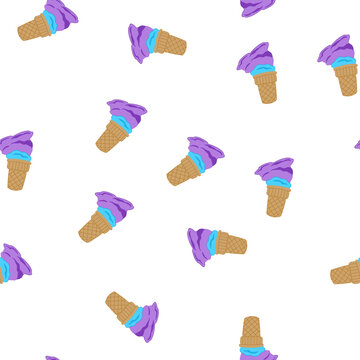 pattern cone fallen ice cream cartoon. scoop dessert, sticky summer, vanilla chocolate cone fallen ice cream sign. seamless symbol vector illustration