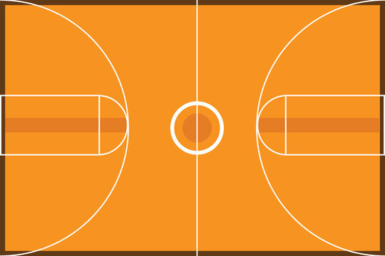 Basketball Court Top View Illustration with Orange Sports Arena Background