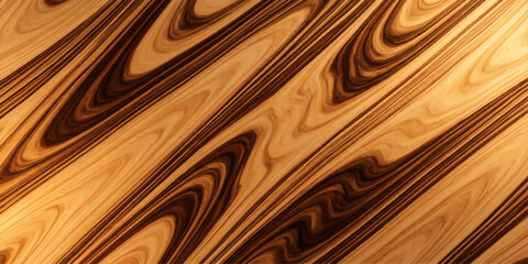 Abstract wood grain pattern with flowing lines of light and dark brown creates a visually striking and natural texture. © MAHIN