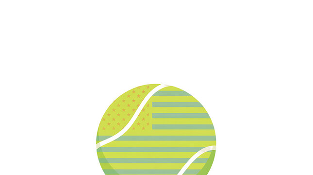Tennis ball featuring a stylized striped pattern sits isolated against a clean white background.