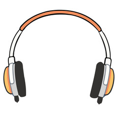 Obraz premium Cute orange over ear music headphones vector illustration